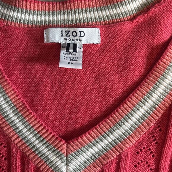 IZOD Women’s Varsity V Neck Preppy Classic Sweater Size 2X - Picture 5 of 11